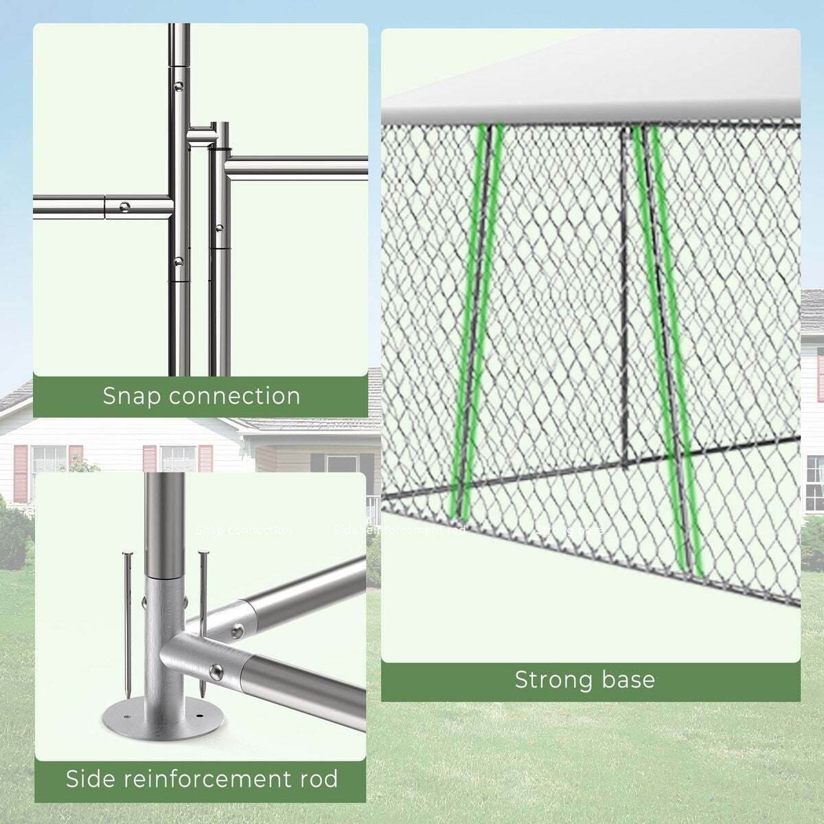 Outdoor Dog Kennel with Roof, Heavy Duty Chain Link Dog Kennel with Lock