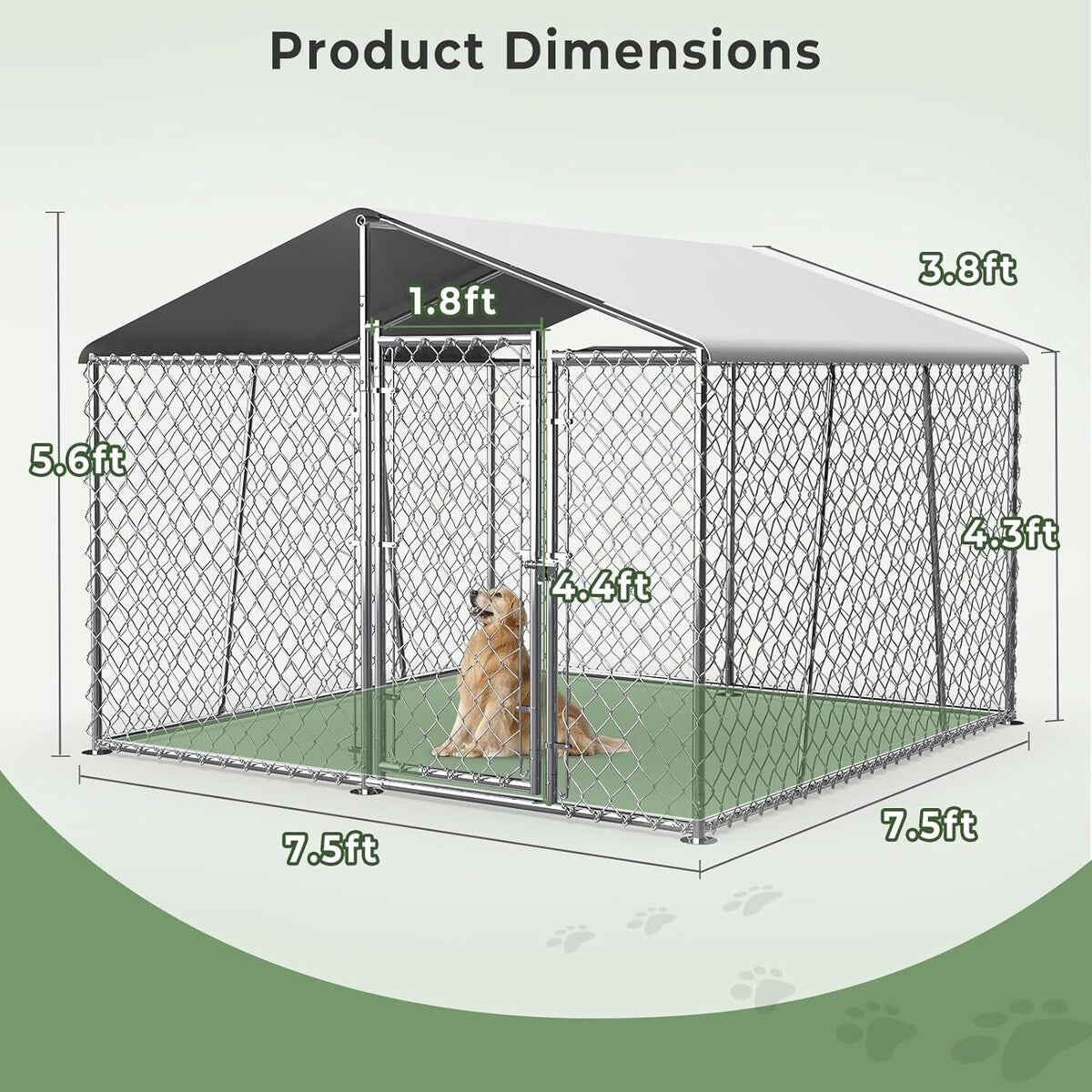 Outdoor Dog Kennel with Roof, Heavy Duty Chain Link Dog Kennel with Lock