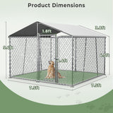 Outdoor Dog Kennel with Roof, Heavy Duty Chain Link Dog Kennel with Lock