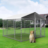 Outdoor Dog Kennel with Roof, Heavy Duty Chain Link Dog Kennel with Lock