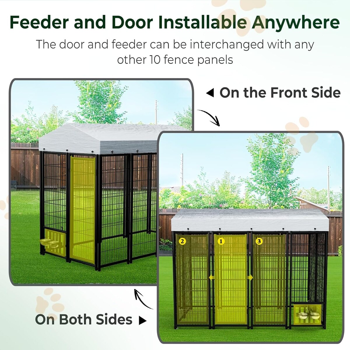 Outdoor Dog Kennel with Waterproof Roof Cover, 6.5×3.5×5.9FT
