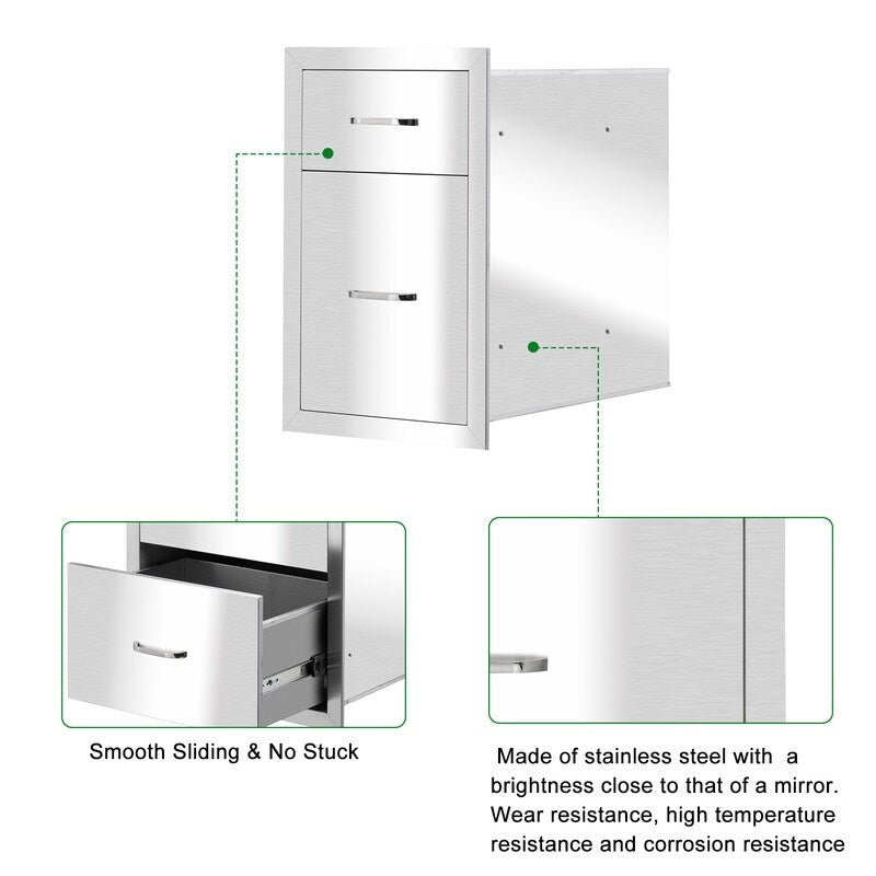 Outdoor Double Drawers Stainless Steel Kitchen Grills Drawers