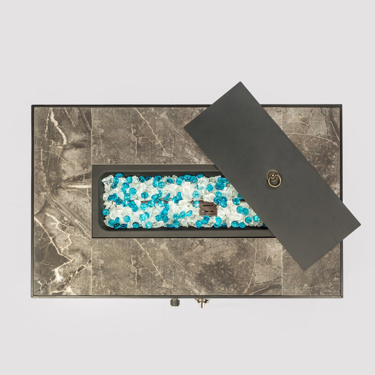 Outdoor Fire Table Propane Fire Pit Rattan Gas Fire Table, Gas Fire Table With Tile Tabletop