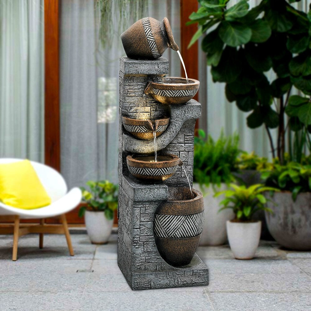 Outdoor Floor Water Fountain 5-Tier Cascading Waterfall for Garden