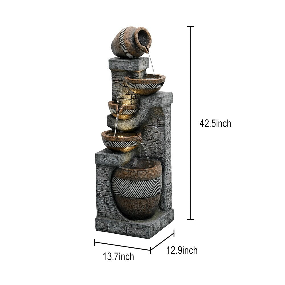 Outdoor Floor Water Fountain 5-Tier Cascading Waterfall for Garden