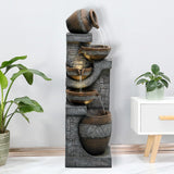 Outdoor Floor Water Fountain 5-Tier Cascading Waterfall for Garden