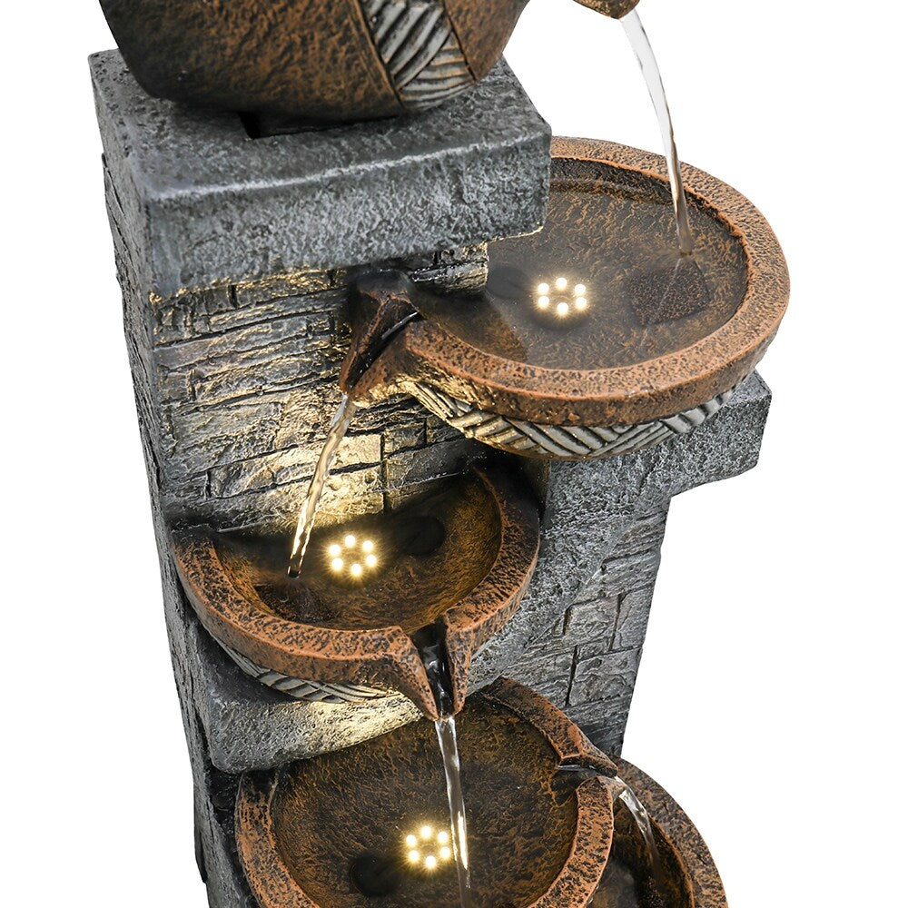 Outdoor Floor Water Fountain 5-Tier Cascading Waterfall for Garden