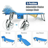 Outdoor Folding Beach Lounge Chair with Pillow