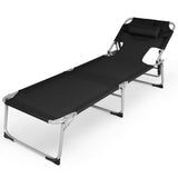 Outdoor Folding Beach Lounge Chair with Pillow