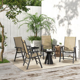Outdoor Folding Chairs, Stackable Patio Dining Chairs with Armrests, Metal Frame, Set of 4