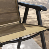 Outdoor Folding Chairs, Stackable Patio Dining Chairs with Armrests, Metal Frame, Set of 4