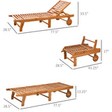 Outdoor Folding Chaise Lounge Chair Recliner with Wheels