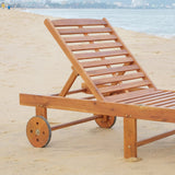 Outdoor Folding Chaise Lounge Chair Recliner with Wheels
