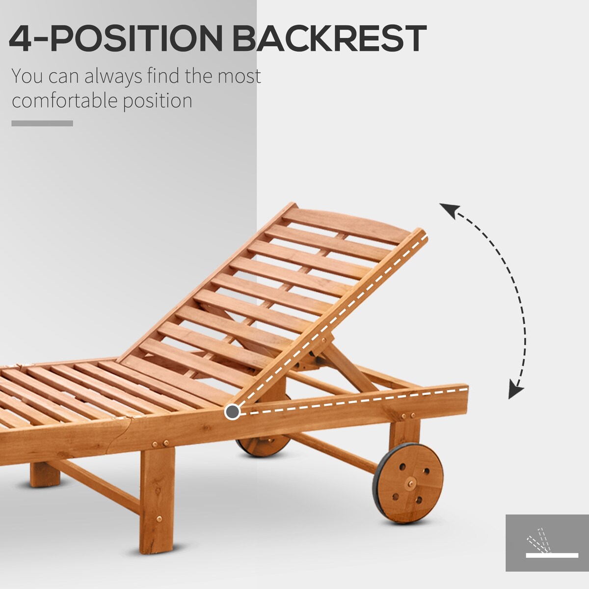 Outdoor Folding Chaise Lounge Chair Recliner with Wheels