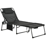 Outdoor Folding Chaise Lounge Chair with 5-level Reclining Back,Side Pocket