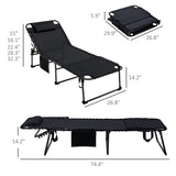 Outdoor Folding Chaise Lounge Chair with 5-level Reclining Back,Side Pocket