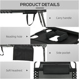 Outdoor Folding Chaise Lounge Chair with 5-level Reclining Back,Side Pocket