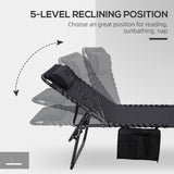 Outdoor Folding Chaise Lounge Chair with 5-level Reclining Back,Side Pocket