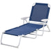 Outdoor Folding Chaise Lounge with 4-Position Reclining Back, Armrests, Metal Frame & Mesh Fabric