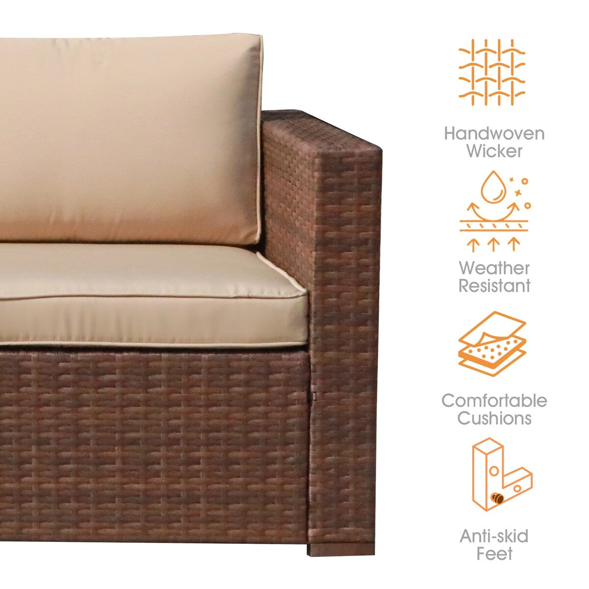 Outdoor 2 Person Furniture PE Wicker 2 Seat Sofa Patio And Garden Sofa