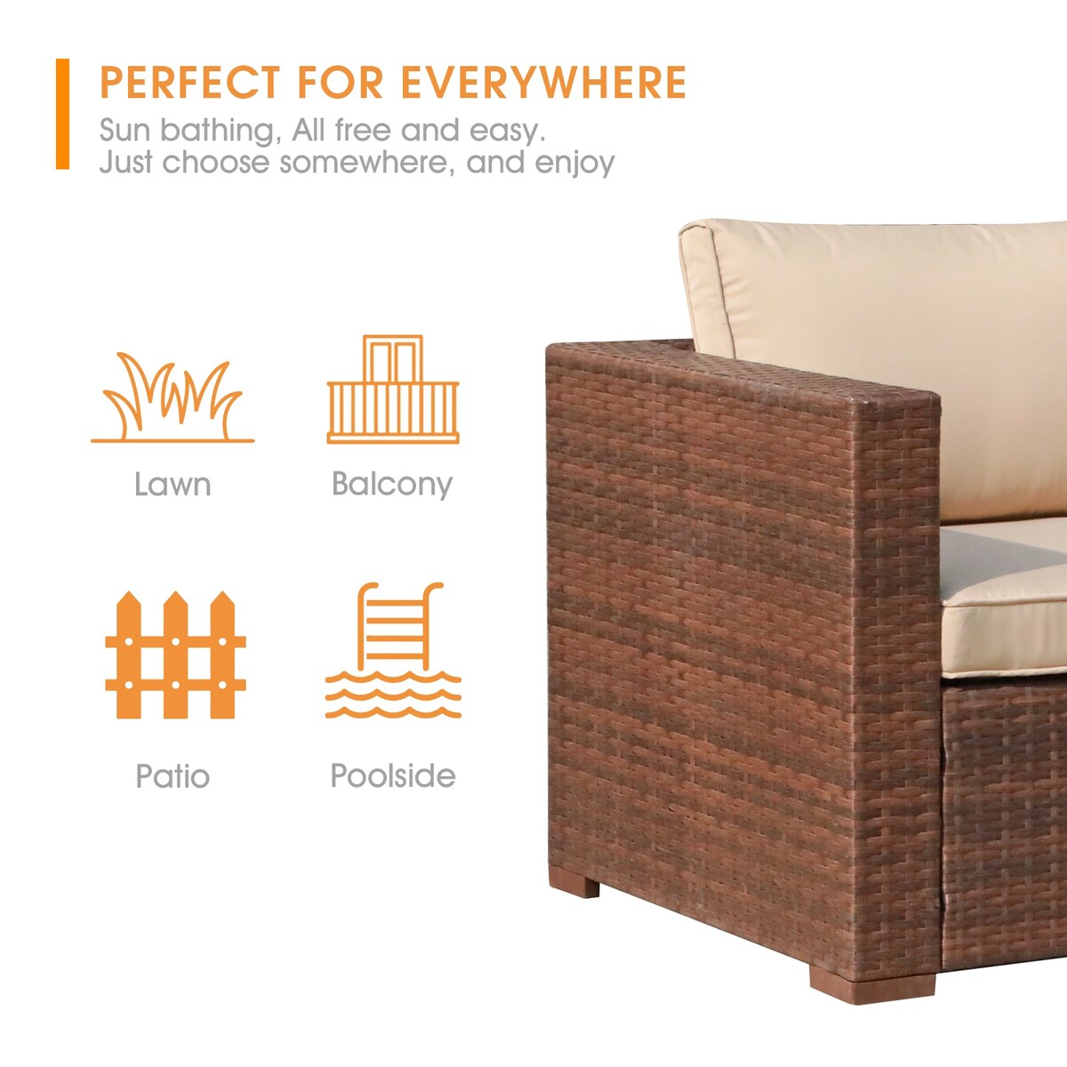 Outdoor 2 Person Furniture PE Wicker 2 Seat Sofa Patio And Garden Sofa