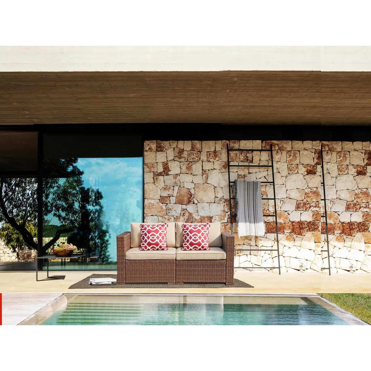 Outdoor 2 Person Furniture PE Wicker 2 Seat Sofa Patio And Garden Sofa