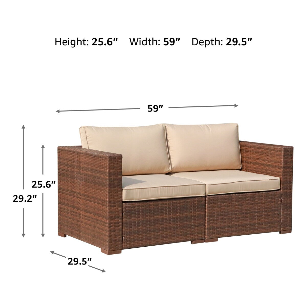 Outdoor 2 Person Furniture PE Wicker 2 Seat Sofa Patio And Garden Sofa