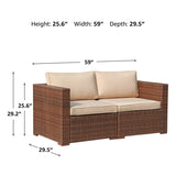 Outdoor 2 Person Furniture PE Wicker 2 Seat Sofa Patio And Garden Sofa