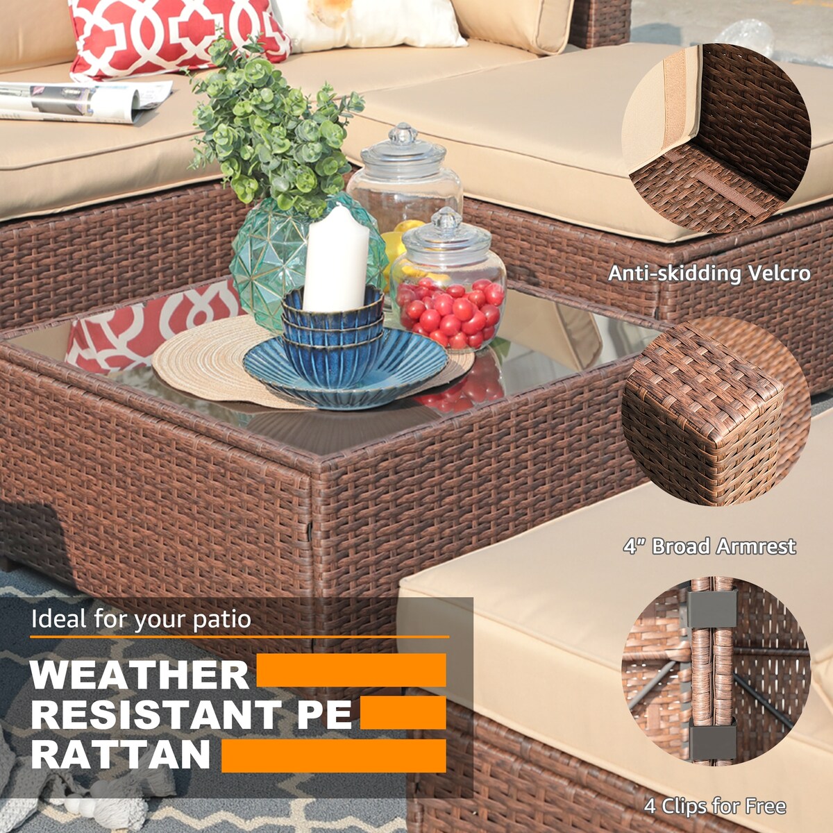 Outdoor 2 Person Furniture PE Wicker 2 Seat Sofa Patio And Garden Sofa