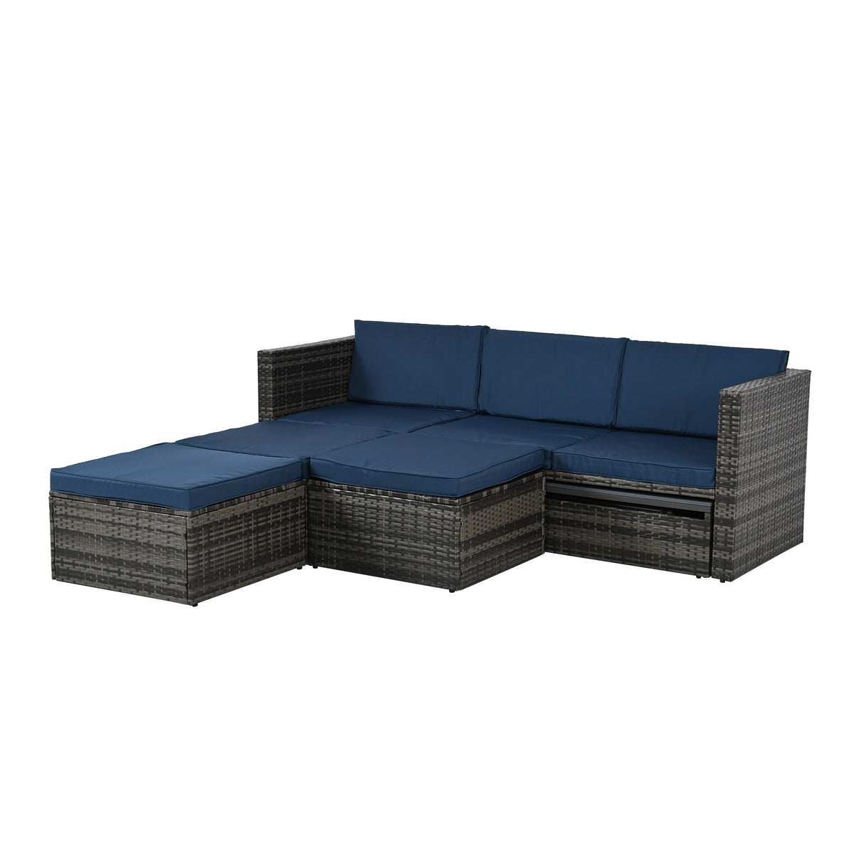 Outdoor Furniture, Seasonal PE Wicker 5piece Furniture Set With Plywood Coffee Table,with lift TOP Coffee Table