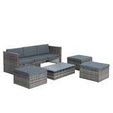 Outdoor Furniture, Seasonal PE Wicker 5piece Furniture Set With Plywood Coffee Table,with lift TOP Coffee Table