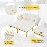 Outdoor Garden 2-Person Chaise Lounge Set with Beige Folding Cushion Patio All-Weather 2-Person Daybed Set w/Pillow