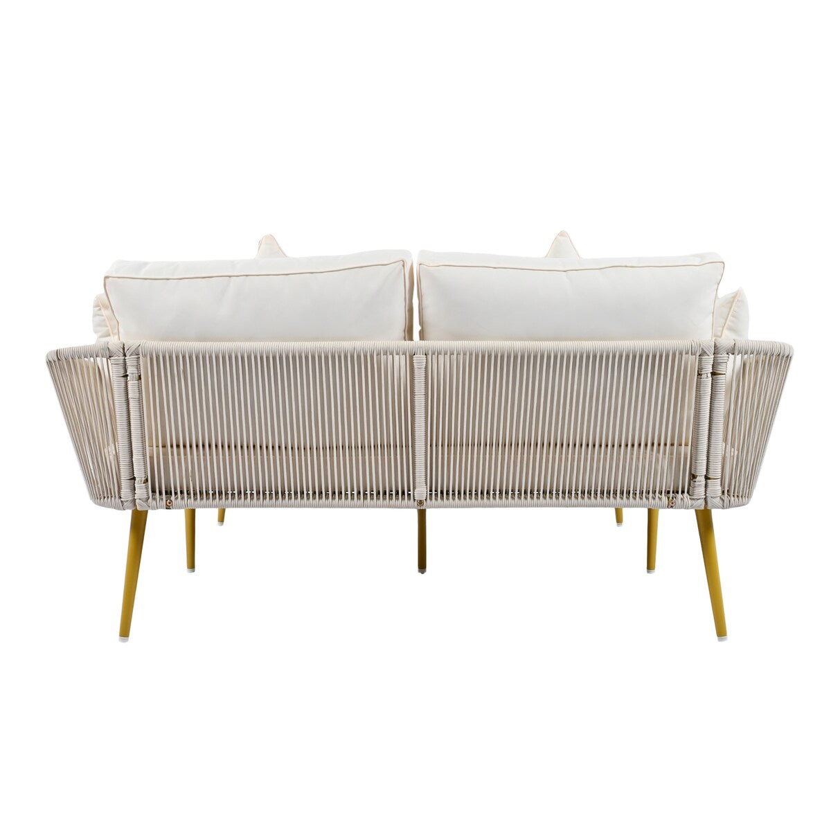Outdoor Garden 2-Person Chaise Lounge Set with Beige Folding Cushion Patio All-Weather 2-Person Daybed Set w/Pillow