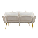 Outdoor Garden 2-Person Chaise Lounge Set with Beige Folding Cushion Patio All-Weather 2-Person Daybed Set w/Pillow