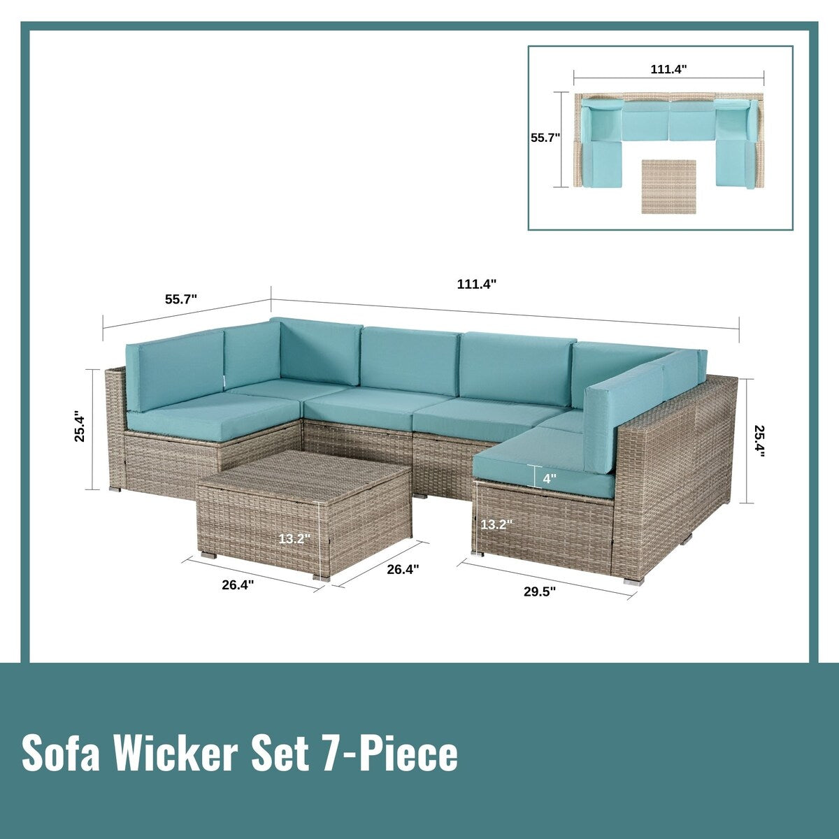Outdoor Garden Patio 7-Piece PE Rattan Wicker Sectional Sofa Cushioned Sets