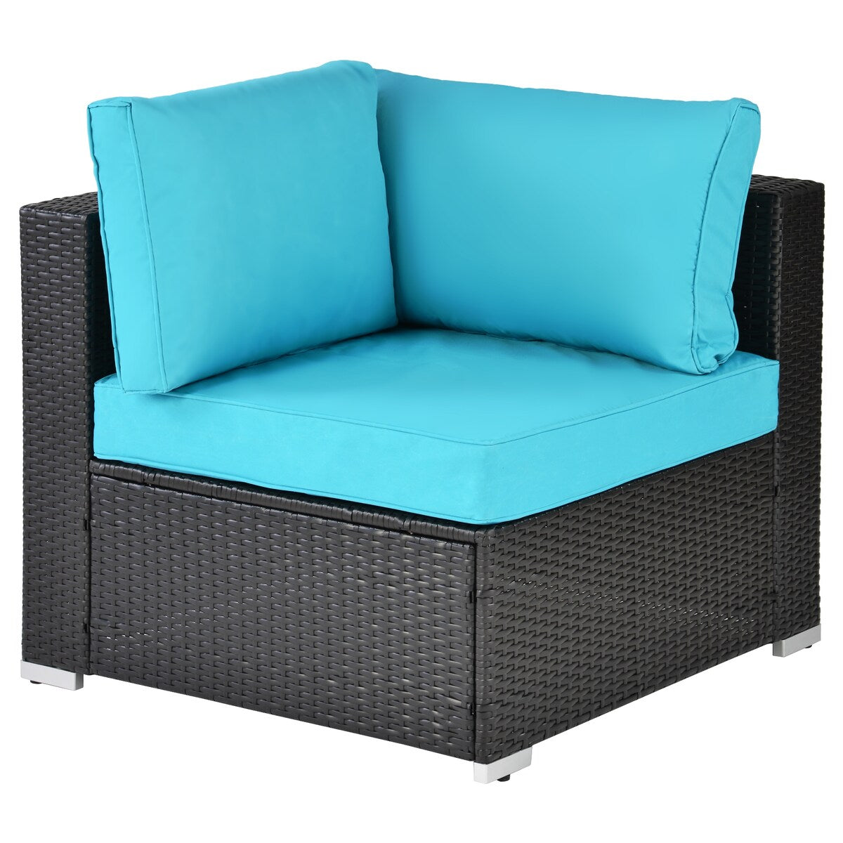 Outdoor Garden Patio Furniture 5-Piece PE Rattan Wicker Sectional Cushioned Sofa Sets with 2 Pillows and Coffee Table