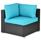 Outdoor Garden Patio Furniture 5-Piece PE Rattan Wicker Sectional Cushioned Sofa Sets with 2 Pillows and Coffee Table