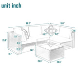 Outdoor Garden Patio Furniture 5-Piece PE Rattan Wicker Sectional Cushioned Sofa Sets with 2 Pillows and Coffee Table