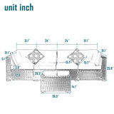 Outdoor Garden Patio Furniture 5-Piece PE Rattan Wicker Sectional Cushioned Sofa Sets with 2 Pillows and Coffee Table