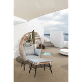 Outdoor Garden Wicker Egg Chair And Footstool Patio Chaise, With Cushions, Outdoor Indoor Basket Chair