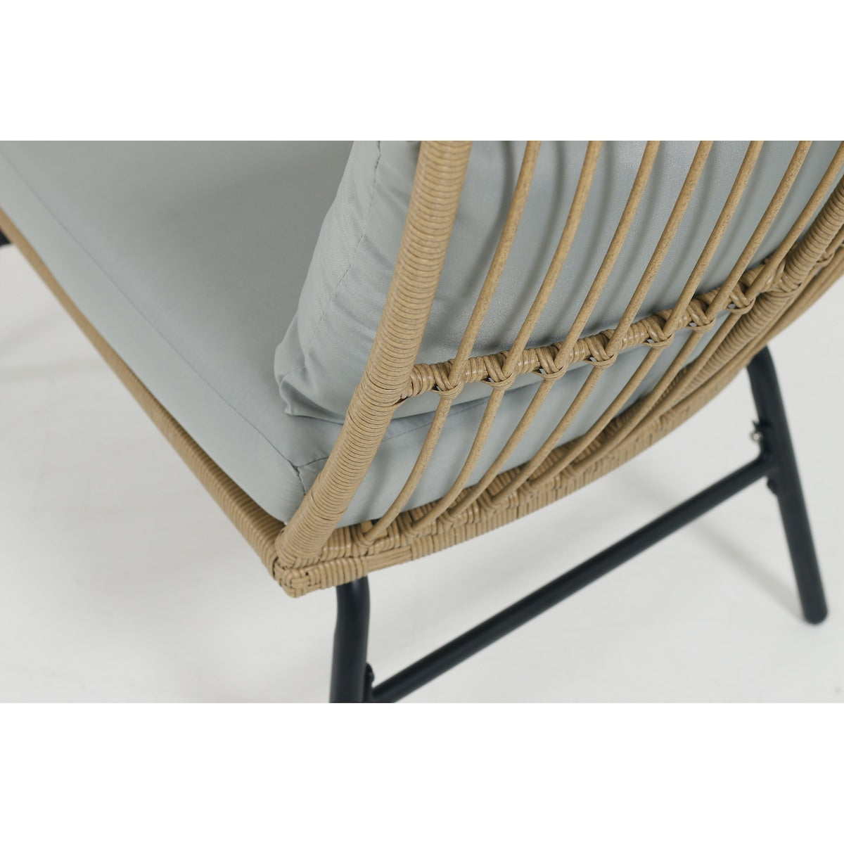 Outdoor Garden Wicker Egg Chair And Footstool Patio Chaise, With Cushions, Outdoor Indoor Basket Chair