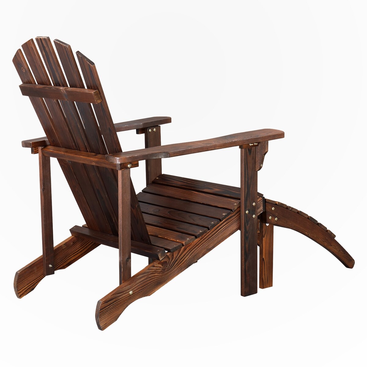 Outdoor Garden Wooden Single Chair With Footstool