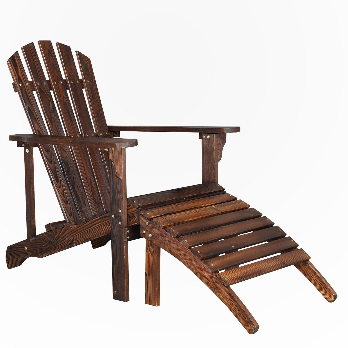 Outdoor Garden Wooden Single Chair With Footstool