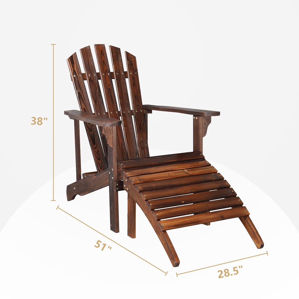 Outdoor Garden Wooden Single Chair With Footstool