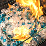 Outdoor Gas Fire Pit Square Wicker Fire Pit Table Propane Fire Table with Glass Rocks