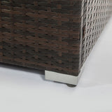 Outdoor Gas Fire Pit Square Wicker Fire Pit Table Propane Fire Table with Glass Rocks