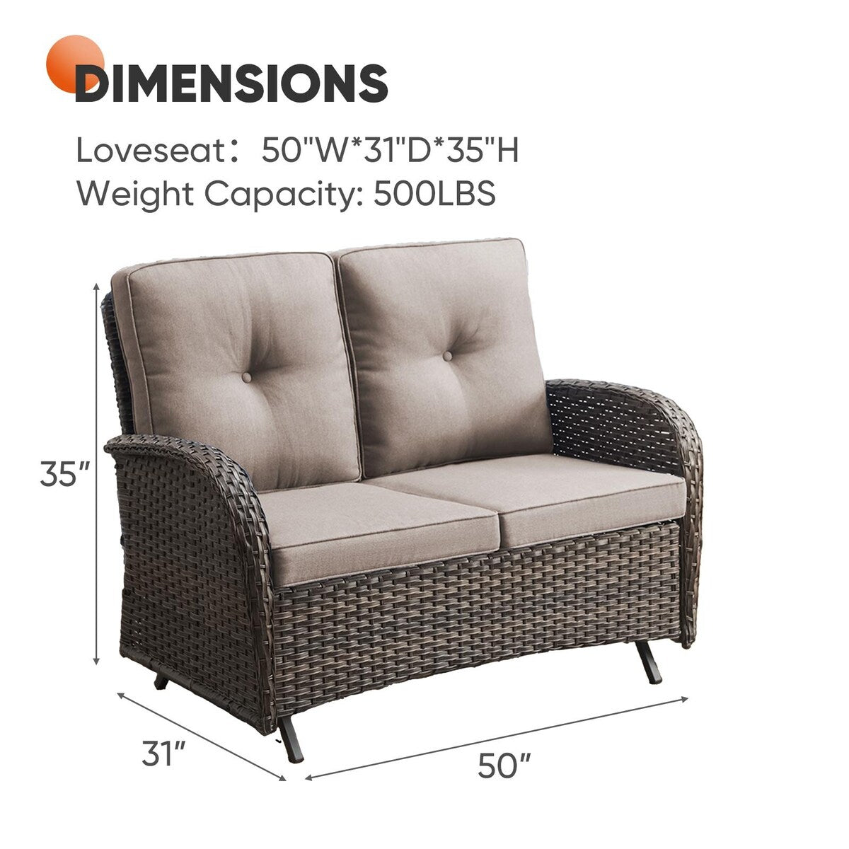 Outdoor Glider Sofa Patio Chair with Coffee Table