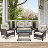 Outdoor Glider Sofa Patio Chair with Coffee Table