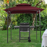 Outdoor Grill Gazebo 8 x 5 Ft, Shelter Tent,Double Tier Soft Top Canopy And Steel Frame With Hook And Bar Counters