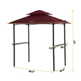 Outdoor Grill Gazebo 8 x 5 Ft, Shelter Tent,Double Tier Soft Top Canopy And Steel Frame With Hook And Bar Counters